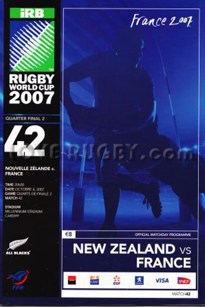 2007 New Zealand v France  Rugby Programme